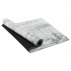 Килимок для йоги Замшевий каучуковий двошаровий Record FI-5662-20 розмір 183x61x0,3см сірий-салатовий з принтом Перо Павлина сірий-салатовий