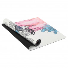 Килимок для йоги Замшевий каучуковий двошаровий Record FI-5662-25 розмір 183x61x0,3см з принтом Чакри бежевий