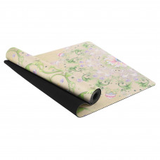 Килимок для йоги Замшевий каучуковий двошаровий Record FI-5662-30 розмір 183x61x0,3см з Квітковим принтом бежевий