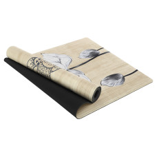 Килимок для йоги замшевий каучуковий Record FI-5662-38 розмір 183x61x0,3см з принтом Слон і Лотос бежевий