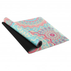 Килимок для йоги Замшевий каучуковий двошаровий Record FI-5662-47 розмір 183x61x0,3см блакитний-помаранчевій