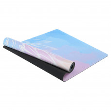 Килимок для йоги Замшевий каучуковий двошаровий Record FI-5662-63 розмір 183x61x0,3см з принтом Крило Ангела блакитний-синій