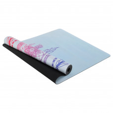 Килимок для йоги Замшевий каучуковий двошаровий Record FI-5662-64 розмір 183x61x0,3 см з принтом Ловець Снів блакитний-фіолетовий