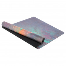 Килимок для йоги Замшевий каучуковий двошаровий Record FI-5662-67 розмір 183x61x0,3см з принтом Галактика помаранчевий-сірий