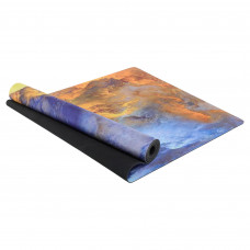 Килимок для йоги Замшевий каучуковий двошаровий Record FI-5662-68 розмір 183x61x0,3см з принтом Галактика синій-жовтий