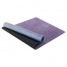 Килимок для йоги Замшевий каучуковий двошаровий Record FI-5662-69 розмір 183x61x0,3см з принтом Геометричні круги синій-фіолетовий