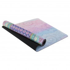 Килимок для йоги Замшевий каучуковий двошаровий Record FI-5662-70 розмір 183x61x0,3см з принтом Сова фіолетовий-рожевий