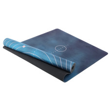 Килимок для йоги замшевий каучуковий Record FI-5662-71 розмір 183x61x0,3см з принтом Геометричні круги темно-синій-чорний