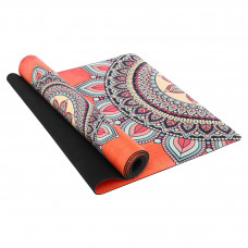 Килимок для йоги Замшевий каучуковий двошаровий Record FI-5662-9 розмір 183x61x0,3см з принтом Мандала кораловий