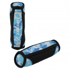 Гантели для фитнеса мягкие насыпные Zelart FI-5730-2 (2x1кг) (2шт, наполнитель-песок, камуфляж синий)