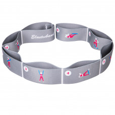 Стрічка еластична з петлями для розтяжки стрічковий еспандер Elastiband Zelart FI-6344 сірий-рожевий