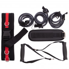 Поводок-амортизатор для тренировок на скорость и реакцию Record MULTI-WAY EXPANDER FI-6413 (EVA, TPR, длина жгута-1м, длина пояса-80см)