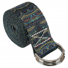 Ремінь для йоги з кільцями SP-Sport FI-6975-10 183x3,8см сірий-блакитний