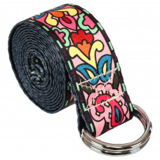 Ремінь для йоги з кільцями SP-Sport FI-6975-13 183x3,8см рожевий-жовтий