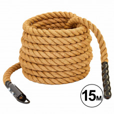 Канат для лазіння із сизалю з кріпленням SP-Sport FI-6989-15 15м коричневий