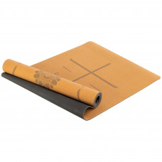 Килимок для йоги Пробковий каучуковий двошаровий Yoga mat Record FI-7156-10 183x61мx0.4cм коричневий