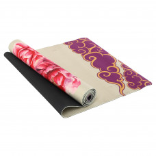 Килимок для йоги Льняний двошаровий каучуковий Record FI-7157-7 розмір 183x61x0,3см принт Сакура бежевий