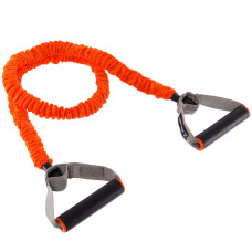 Еспандер трубчастий із ручками в захисному рукаві Zelart FI-7829-EH навантаження дуже високе помаранчевий-сірий