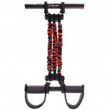 Еспандер багатофункціональний для преса з фіксатором для ніг 3 джгута Zelart FI-7836-35 35LB чорний-помаранчевий