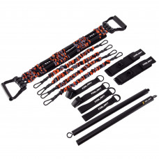 Многофункциональный тренажер тренировочная система 7 жгутов и Resistance Bar Zelart FI-7843-35 (латекс, 7x35LB, нейлон)