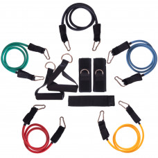 Еспандер багатофункціональний для фітнесу 5 джгутів Resistance Band SP-Sport FI-801 у чохлі різнокольоровий