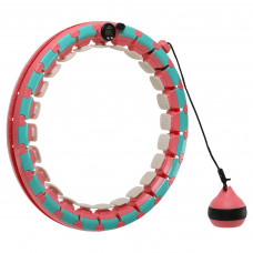 Обруч для похудения регулируемый массажный с утяжелителем Smart Hula Hoop Zelart FI-9659 (PP, силикон, d-170-350мм, бирюзовый-розовый)
