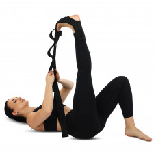 Стрічка стропа з петлями для розтяжки STRETCHING STRAP EZOUS I-01 8 петель чорний