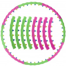 Обруч для схуднення масажний розбірний Хула Хуп Hula Hoop DOUBLE GRACE MAGNETIC JS-6005 8 секцій салатовий-рожевий