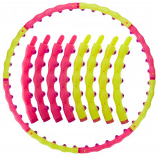 Обруч для схуднення масажний розбірний Хула Хуп Hula Hoop SPORT HOOP JS-6013 8 секцій рожевий-лимонний
