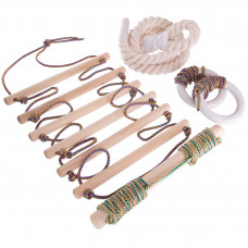 Комплект навесных аксессуаров для шведской стенки канат, кольца, лестница, качеля  SP-Planeta L-0505 (№2) (кольца-1,5м, канат-1,8м,лестница-2,2м,качел