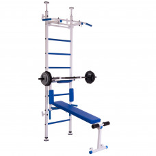 Шведская стенка с турником, брусьями и скамьей для пресса Одиcсей SP-Planeta L-6777 (СТО) (металл,пластик, 2,3х0,66 м)уп. в 2ящ