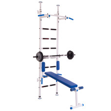 Шведская стенка с турником, брусьями и скамьей для пресса Сталкер SP-Planeta L-6779 (СТС) (металл, пластик, 2,3х0,66 м)уп.в 2ящ