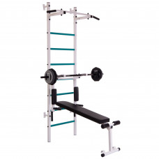 Шведская стенка с турником, брусьями и скамьей для пресса Лидер SP-Planeta L-6783 (СТ Лидер) (металл, пластик, 2,3х0,66 м)уп. в 2 ящ