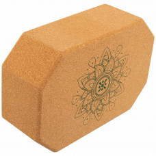Блок для йоги пробковый BLOOM LB7122 (пробковое дерево, 690гр, р-р 22,5x15x7,5см, коричневый)