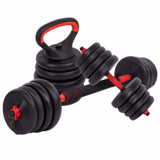 Набор трансформер гантели гиря штанга упоры 6в1 SP-Sport LN-1100-30 30кг (наполнитель цемент, черный-красный)