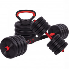 Набор трансформер гантели гиря штанга упоры 6в1 SP-Sport LN-1100-50 50кг (наполнитель цемент, черный-красный)уп. в 2 ящ