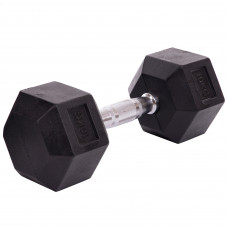 Гантель цельная шестигранная гексагональная обрезиненная 1штука SP-Planeta LN-1205-10 (1x10кг) (сталь хромированная, резина, вес 10кг)