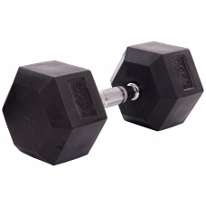 Гантель цельная шестигранная гексагональная обрезиненная 1штука SP-Planeta LN-1205-15 (1x15кг) (сталь хромированная, резина, вес 15кг)