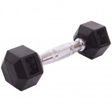 Гантель цельная шестигранная гексагональная обрезиненная 1штука SP-Planeta LN-1205-2_5 (1x2,5кг) (сталь хромированная, резина, вес 2,5кг)