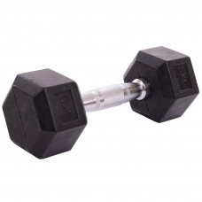 Гантель цельная шестигранная гексагональная обрезиненная 1штука SP-Planeta LN-1205-5 (1x5кг) (сталь хромированная, резина, вес 5кг)