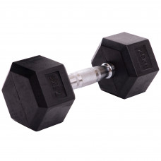 Гантель цельная шестигранная гексагональная обрезиненная 1штука SP-Planeta LN-1205-7_5 (1x7,5кг) (сталь хромированная, резина, вес 7,5кг)