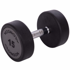 Гантель цельная профессиональная с полиуретановым покрытием 1штука TECHNOGYM LN-1254-15 (1х15кг) (полиуретановое покрытие, вес 15кг)