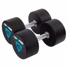 Гантелі цільні професійні з поліуретановим покриттям LiveUp LP8000-40 2шт по 40кг чорний-синій