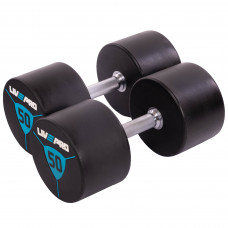 Гантели цельные профессиональные с полиуретановым покрытием 2штуки LiveUp LP8000-50 (2х50кг) (полиуретановое покрытие, цена за 2шт)