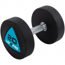 Гантели цельные профессиональные с полиуретановым покрытием 2штуки LiveUp LP8002-20 (2х20кг) (полиуретановое покрытие, цена за 2шт)уп. в 2 ящ