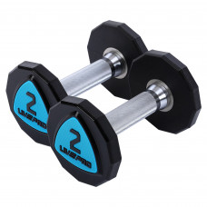 Гантелі цільні професійні з поліуретановим покриттям LiveUp LP8003-2 2шт по 2кг чорний-синій