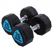 Гантелі цільні професійні з поліуретановим покриттям LiveUp LP8003-26 2шт по 26кг чорний-синій