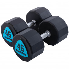 Гантелі цільні професійні з поліуретановим покриттям LiveUp LP8003-46 2шт по 46кг чорний-синій
