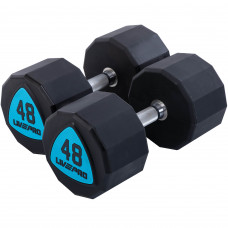 Гантелі цільні професійні з поліуретановим покриттям LiveUp LP8003-48 2шт по 48кг чорний-синій