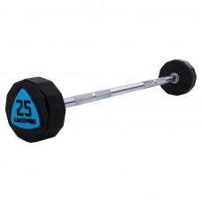 Штанга нерозбірна з фіксованою вагою пряма поліуретанова дванадцятигранна LiveUp LP8012-25 довжина-89,2см 25кг чорний-синій